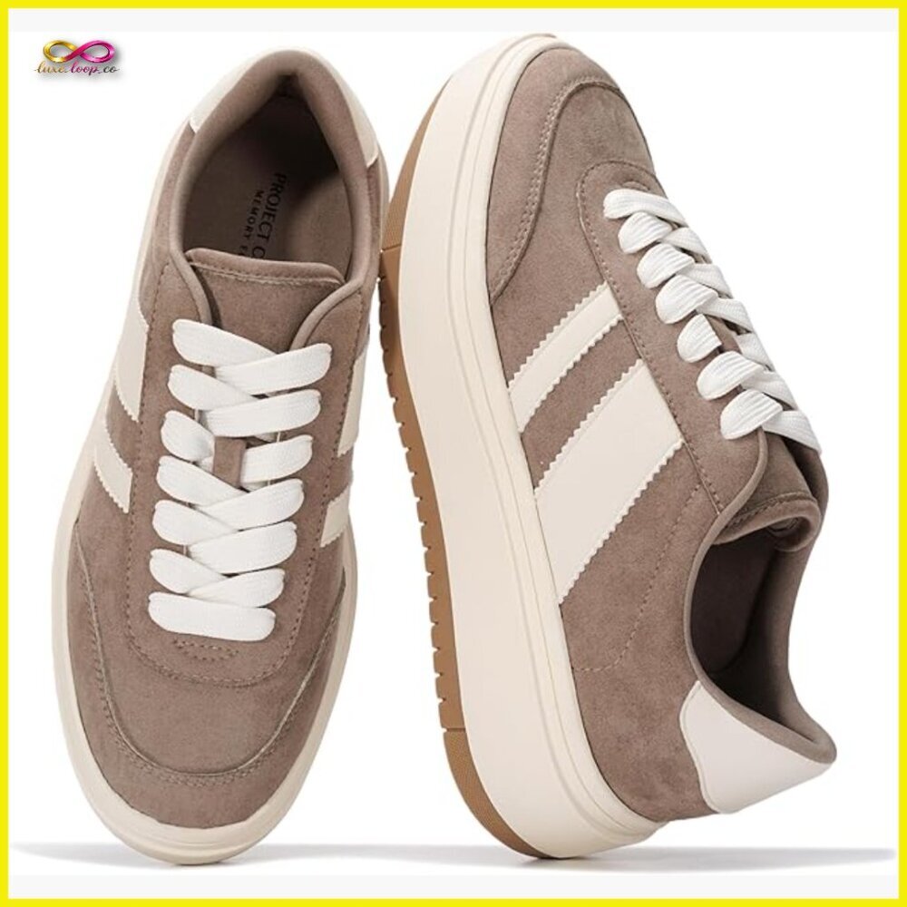 Platform Sneakers Lightweight Memory Foam Insole Non-Slip Fashion Athletic Shoes